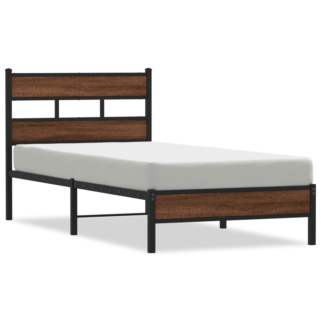 sengeramme 75x190 cm uden madras konstrueret træ brunt eg