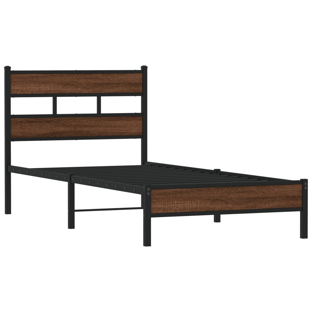 sengeramme 75x190 cm uden madras konstrueret træ brunt eg