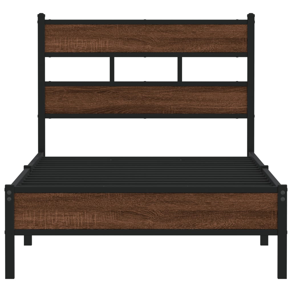 sengeramme 75x190 cm uden madras konstrueret træ brunt eg
