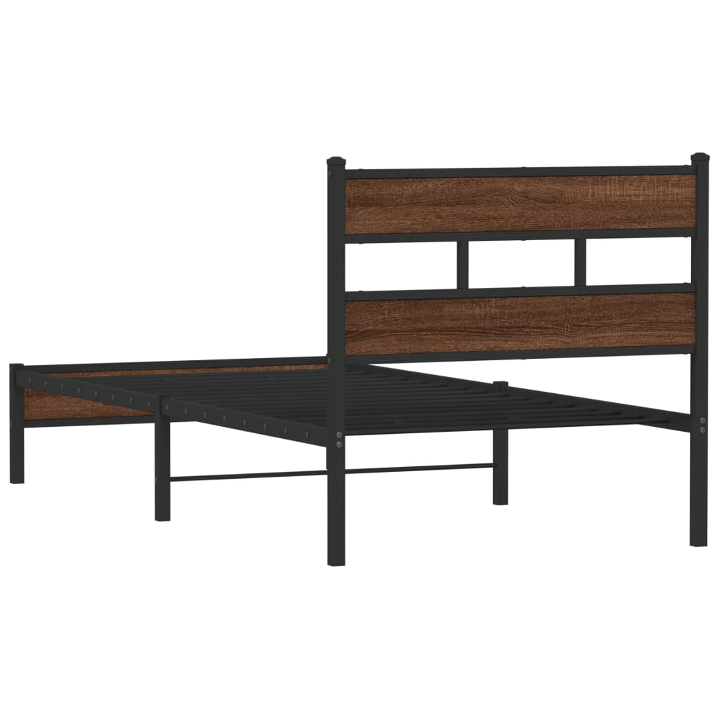 sengeramme 75x190 cm uden madras konstrueret træ brunt eg