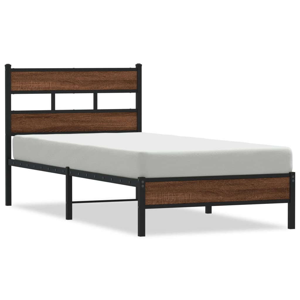 sengeramme 80x200 cm uden madras konstrueret træ brunt eg