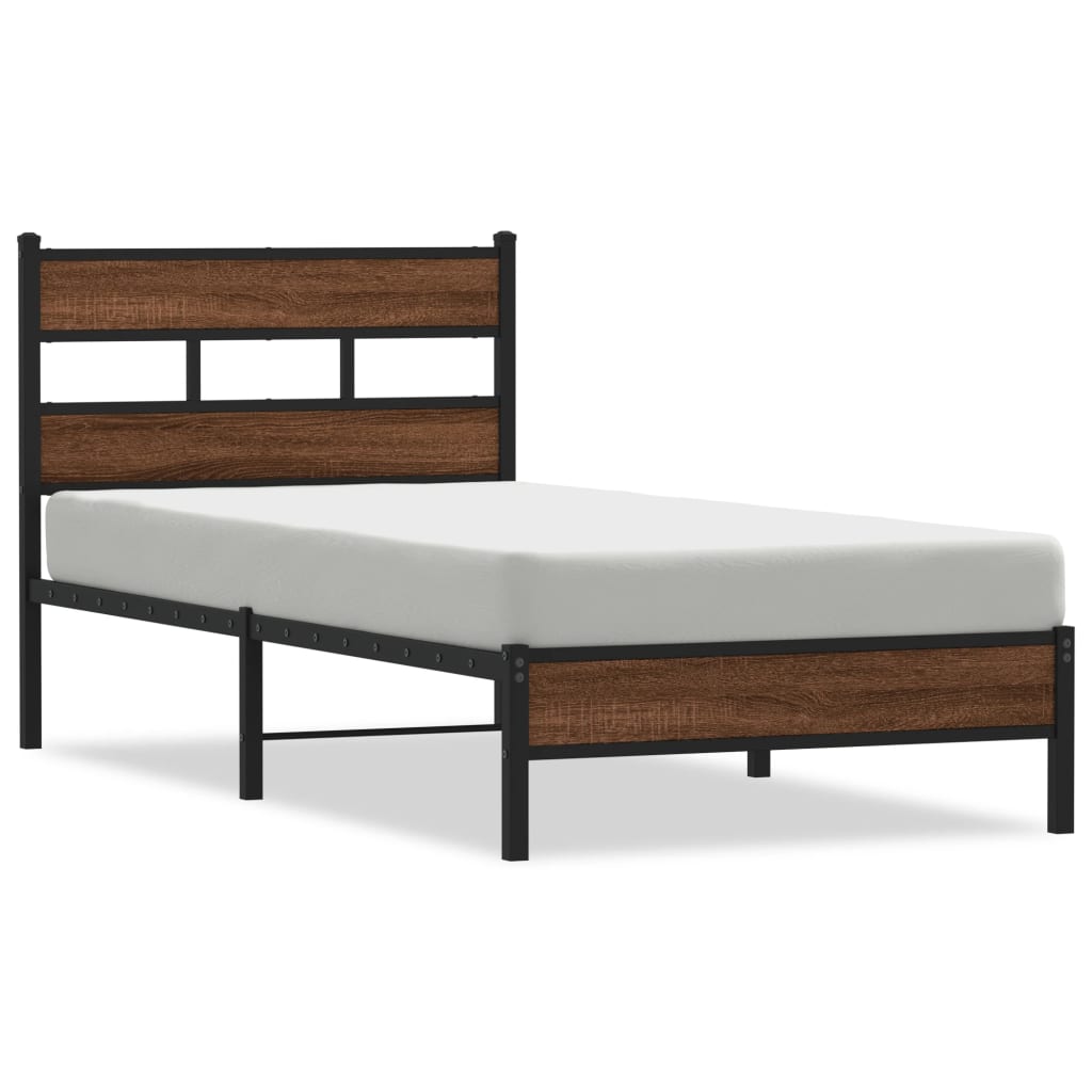 sengeramme 90x190 cm uden madras konstrueret træ brunt eg