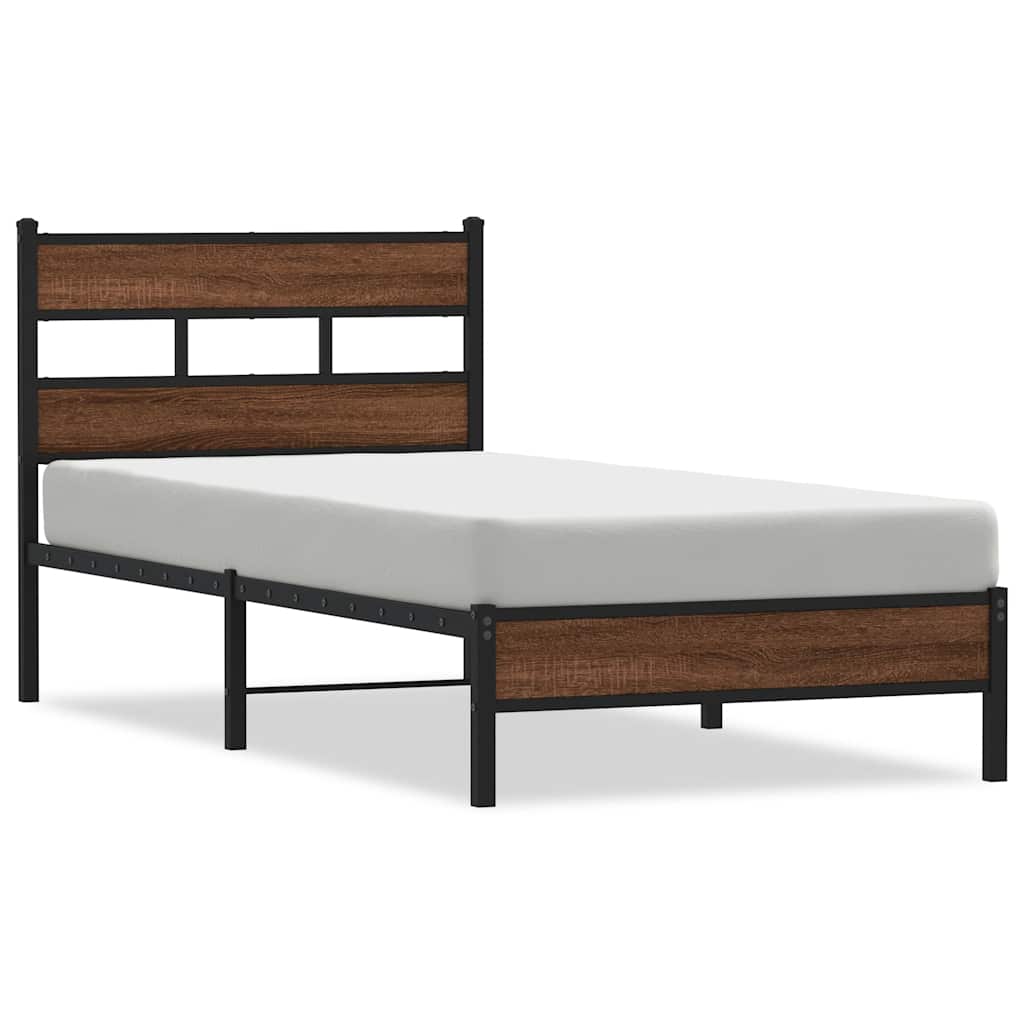 sengeramme 90x200 cm uden madras konstrueret træ brunt eg