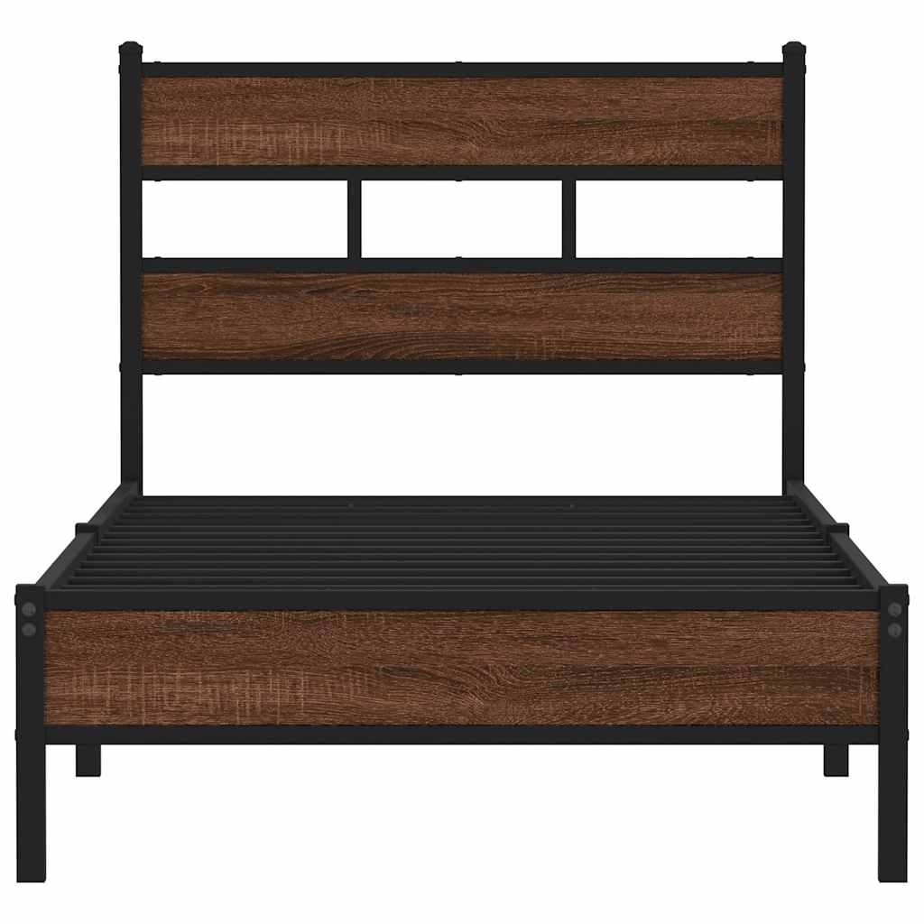 sengeramme 90x200 cm uden madras konstrueret træ brunt eg