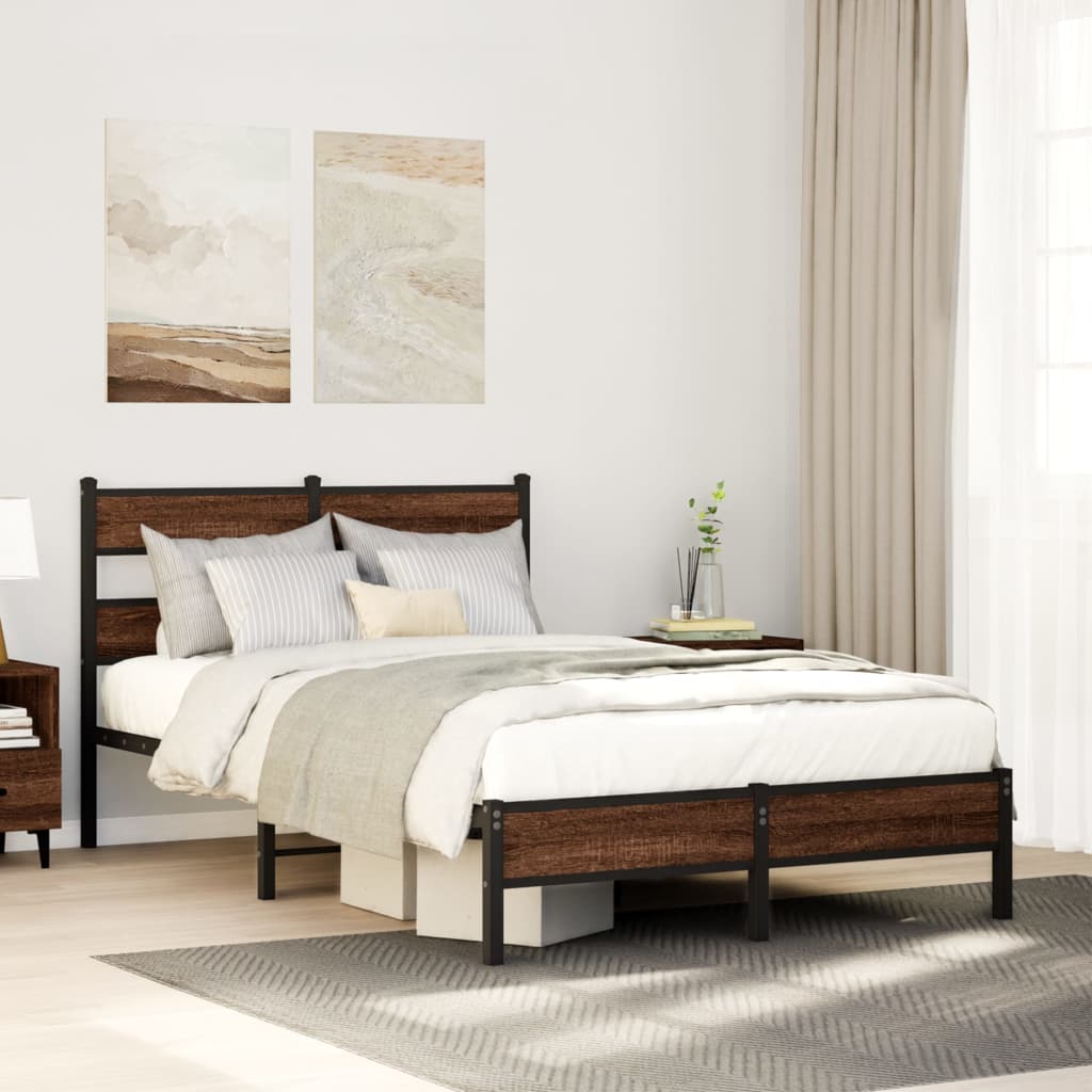 sengeramme 120x190 cm uden madras konstrueret træ brunt eg