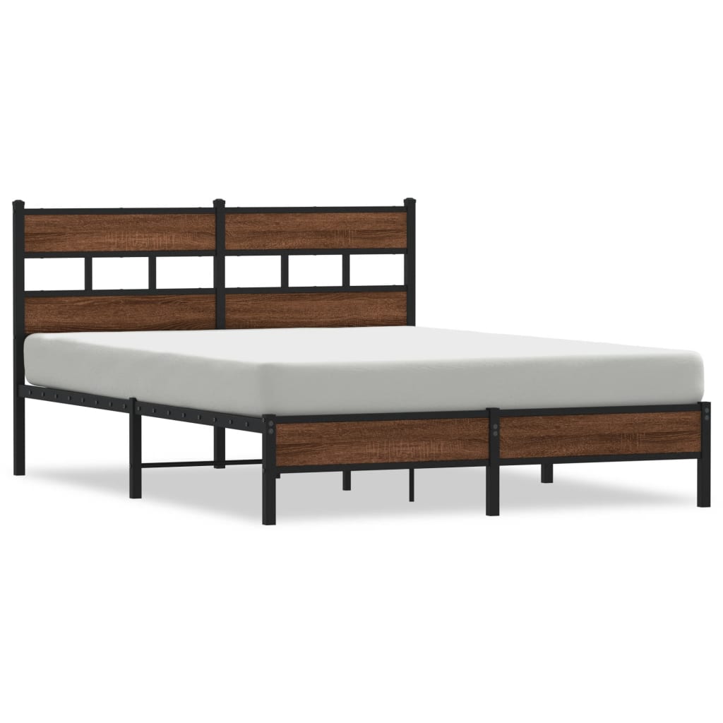 sengeramme 137x190 cm uden madras konstrueret træ brunt eg
