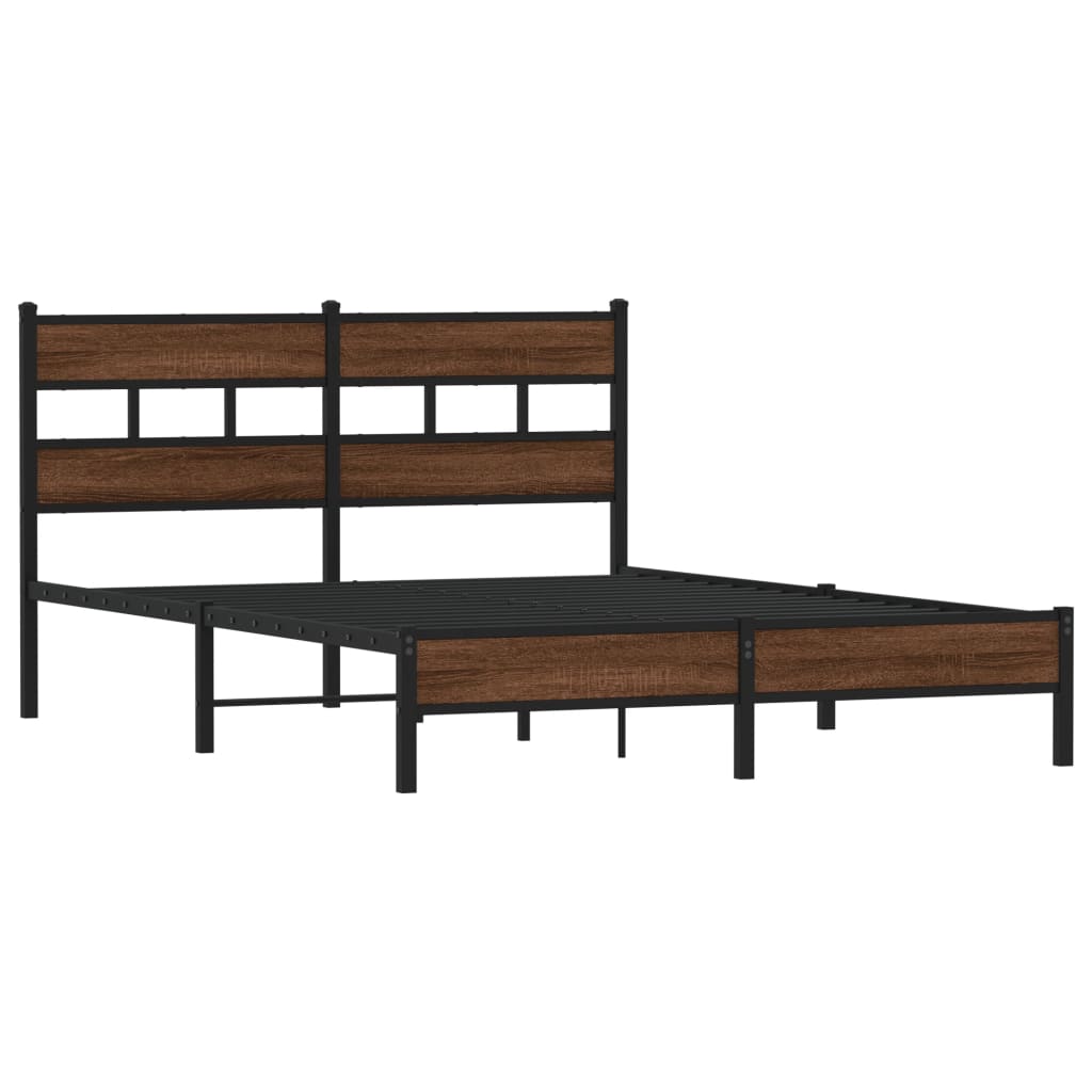 sengeramme 137x190 cm uden madras konstrueret træ brunt eg