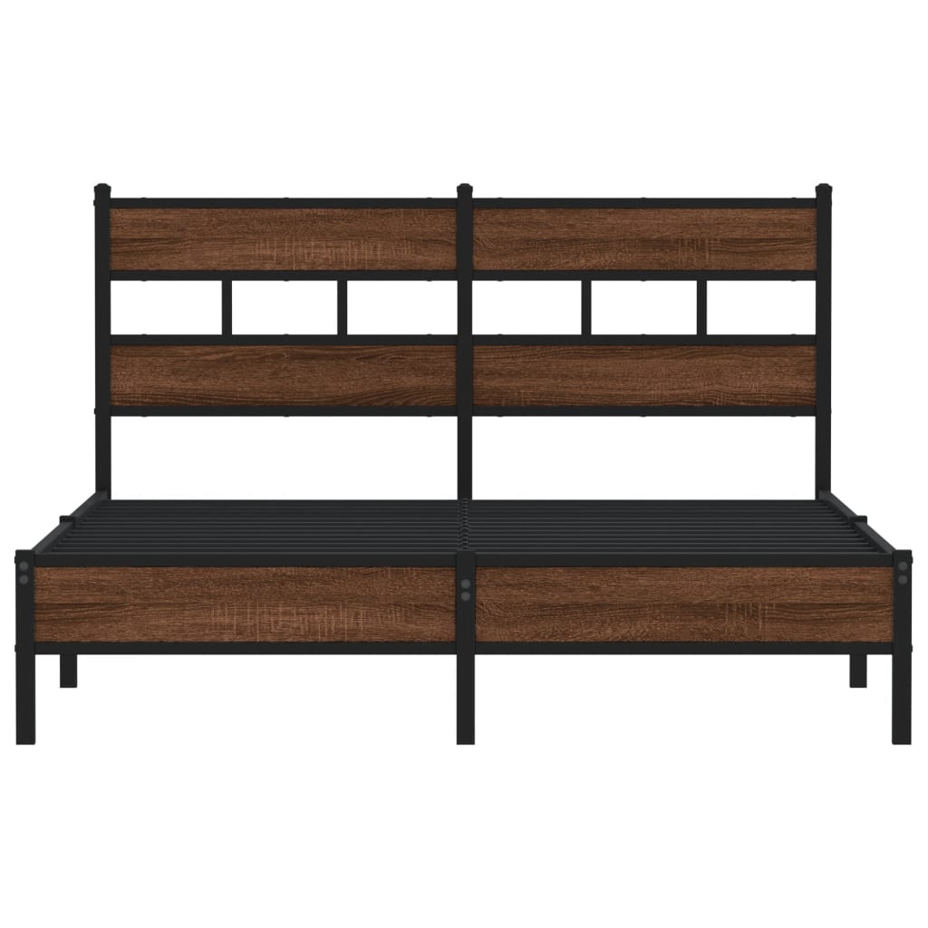 sengeramme 137x190 cm uden madras konstrueret træ brunt eg