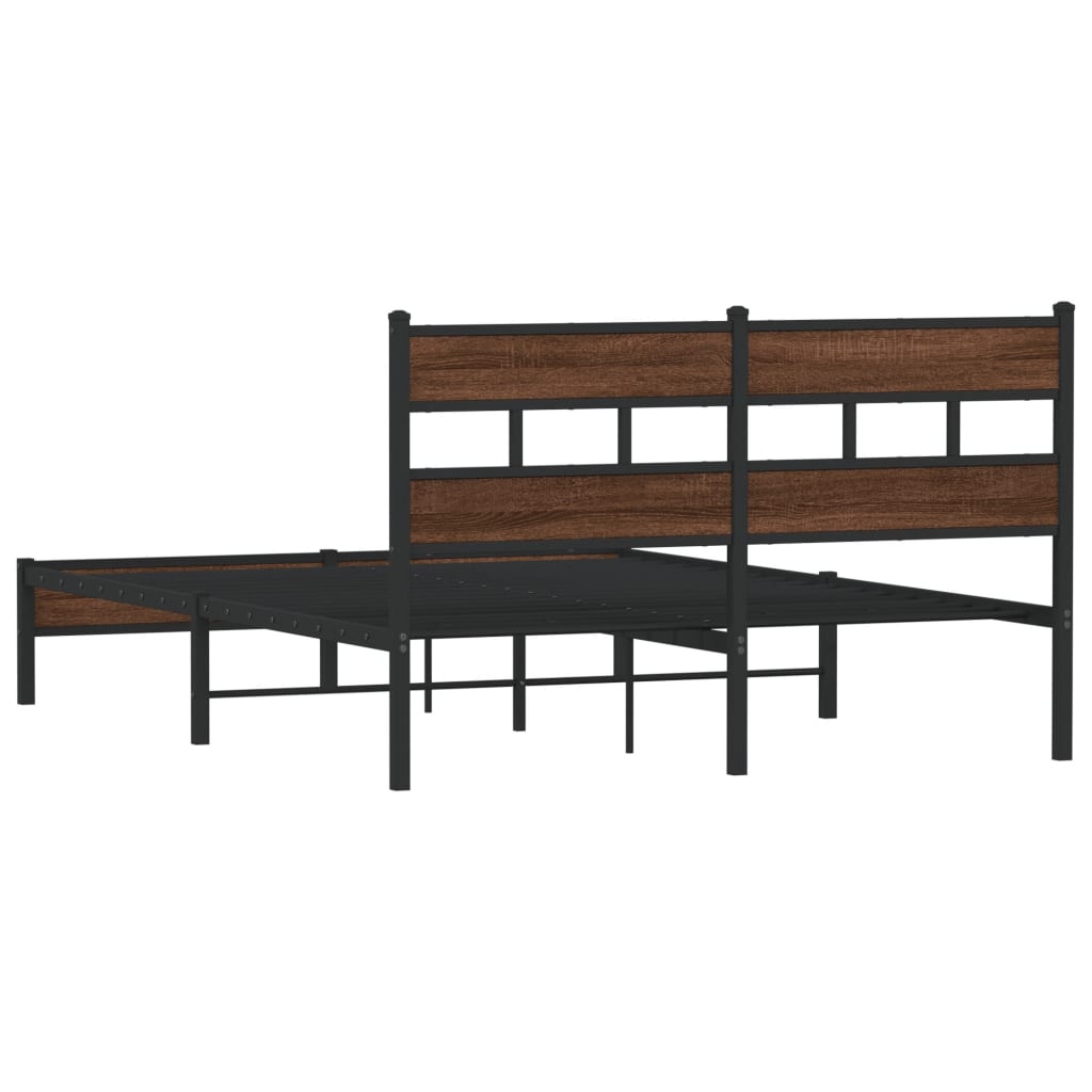 sengeramme 137x190 cm uden madras konstrueret træ brunt eg