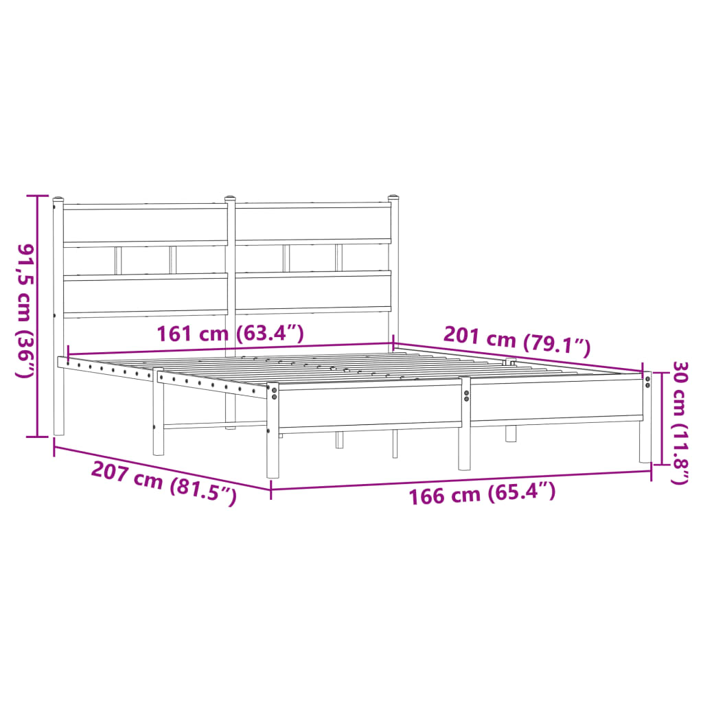 sengeramme 160x200 cm uden madras konstrueret træ brunt eg
