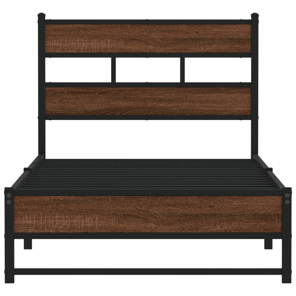 sengeramme 75x190 cm uden madras metal brun egetræsfarve