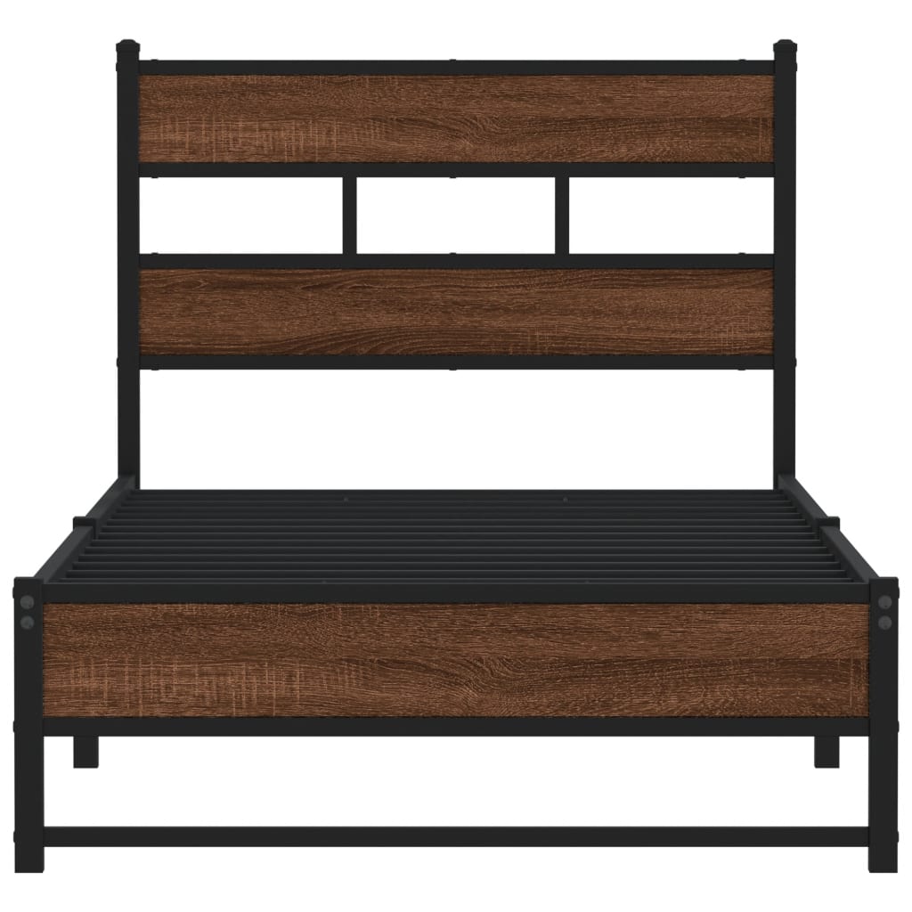 sengeramme 100x200 cm uden madras metal brun egetræsfarve