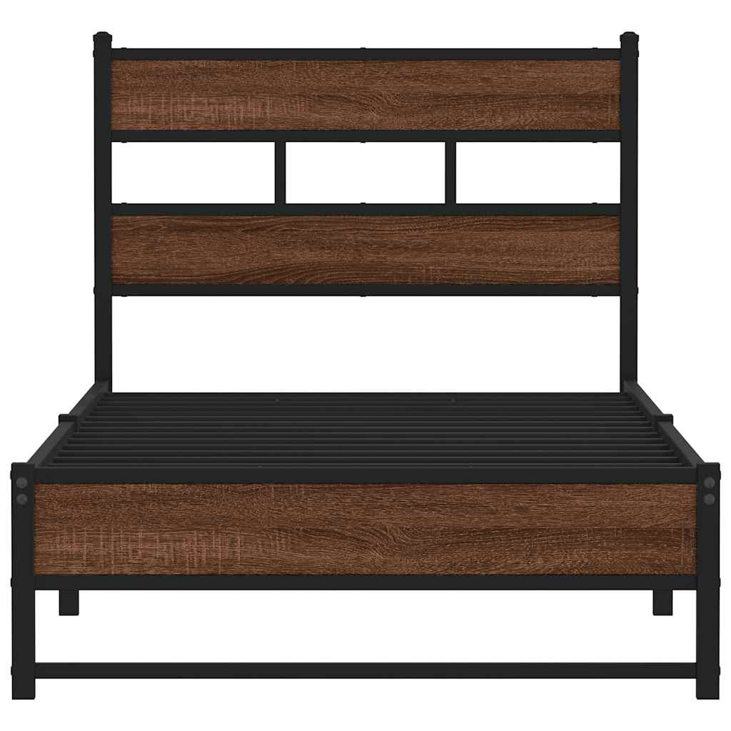 sengeramme 107x203 cm uden madras metal brun egetræsfarve