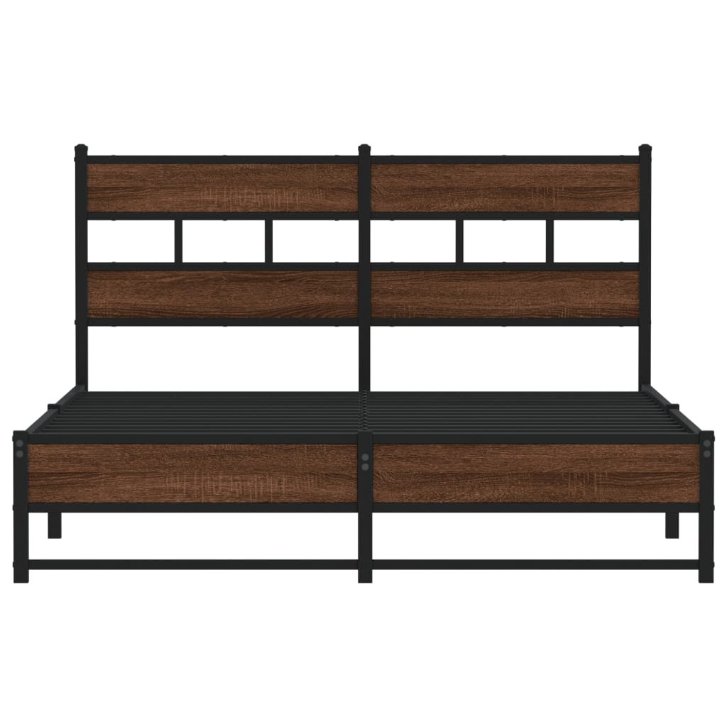 sengeramme 135x190 cm uden madras metal brun egetræsfarve