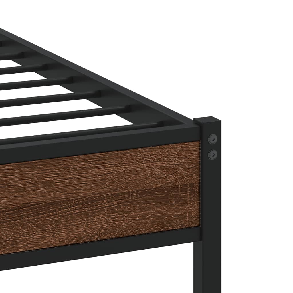 sengeramme 135x190 cm uden madras metal brun egetræsfarve