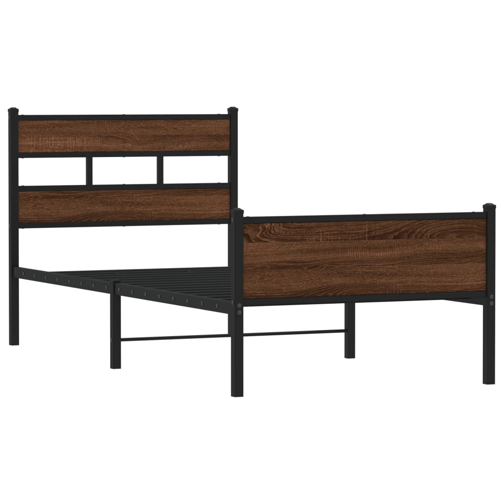 sengeramme 75x190 cm uden madras konstrueret træ brunt eg