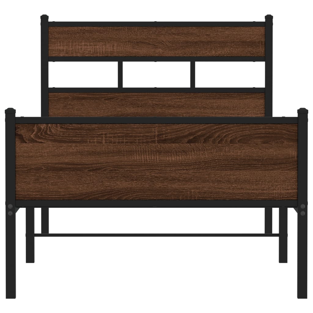sengeramme 75x190 cm uden madras konstrueret træ brunt eg