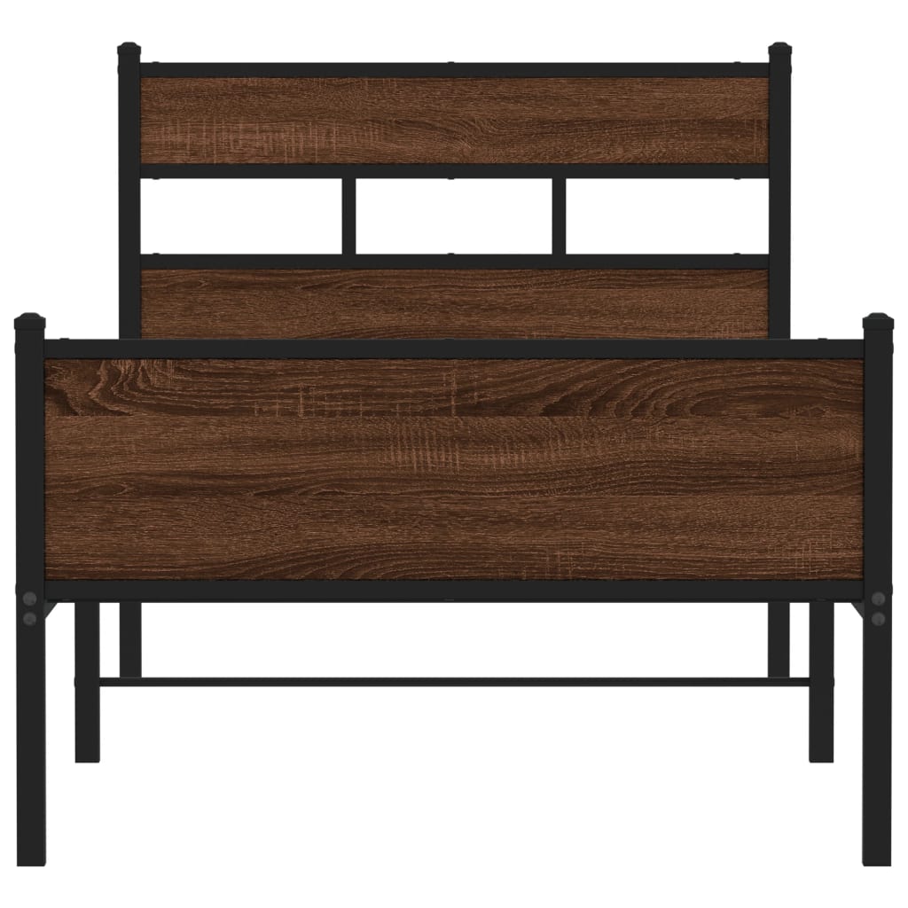sengeramme 90x190 cm uden madras konstrueret træ brunt eg
