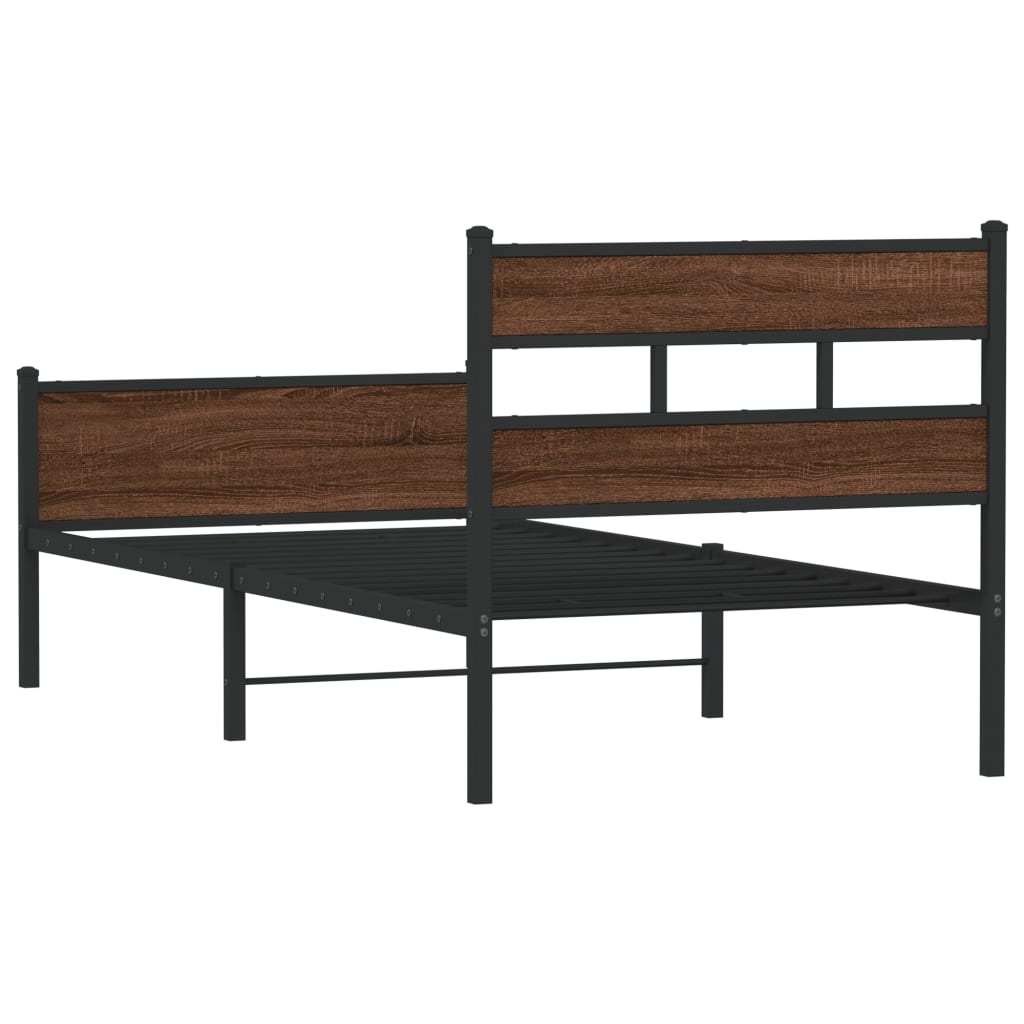 sengeramme 90x190 cm uden madras konstrueret træ brunt eg