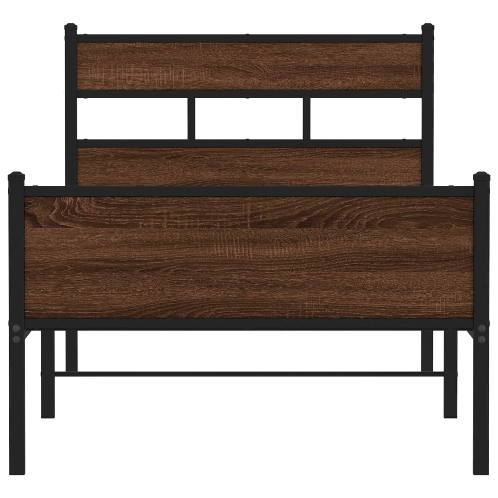sengeramme 90x200 cm uden madras konstrueret træ brunt eg