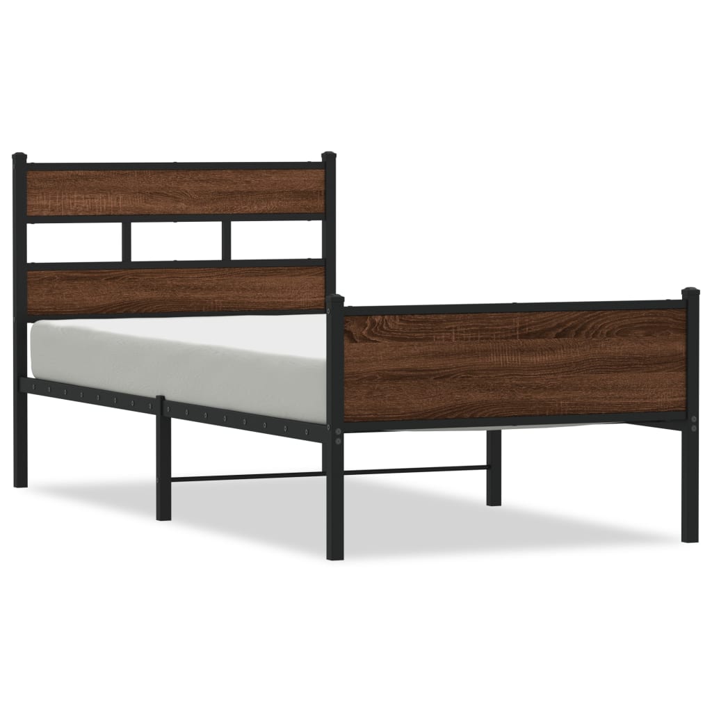 sengeramme 100x190 cm uden madras konstrueret træ brunt eg