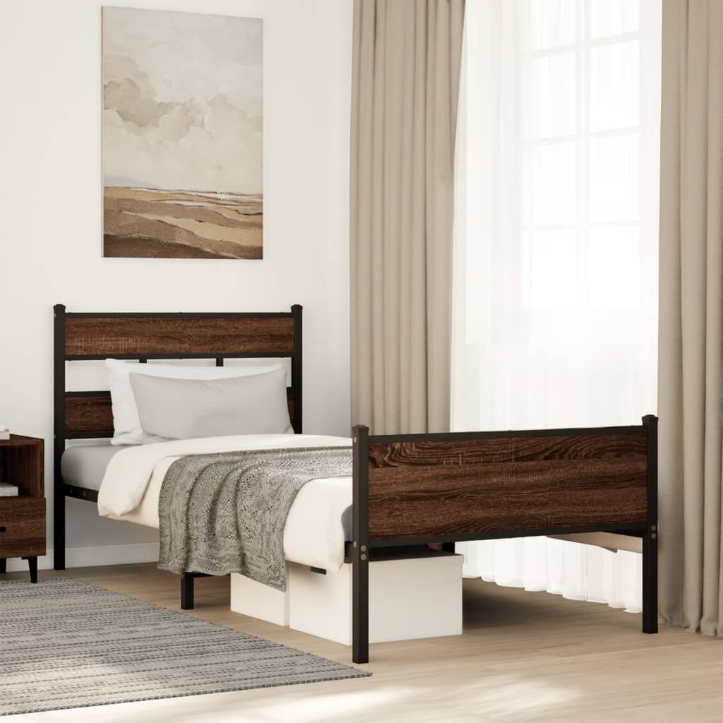 sengeramme 107x200 cm uden madras konstrueret træ brunt eg
