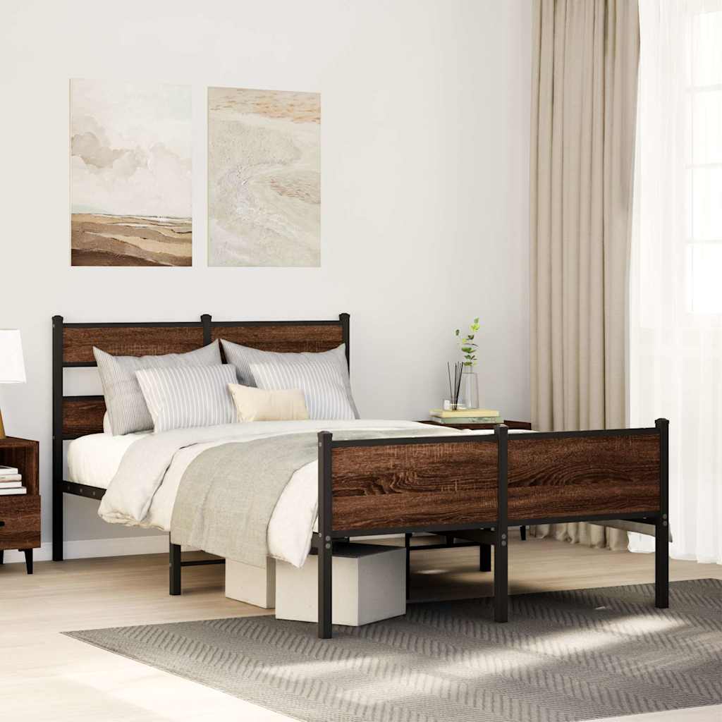 sengeramme 120x200 cm uden madras konstrueret træ brunt eg