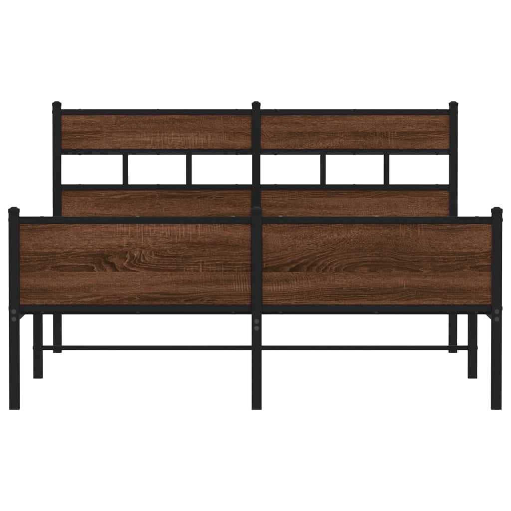 sengeramme 137x190 cm uden madras konstrueret træ brunt eg