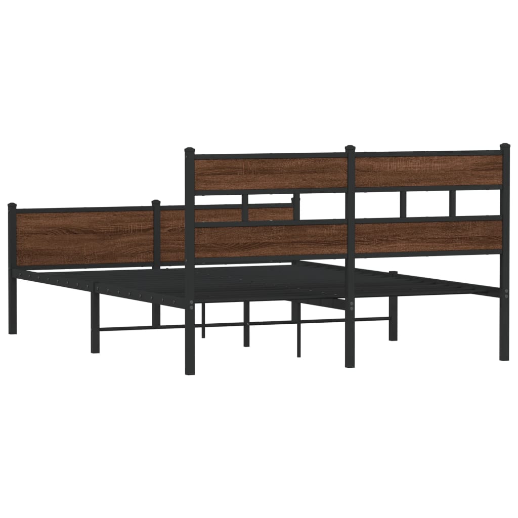 sengeramme 137x190 cm uden madras konstrueret træ brunt eg