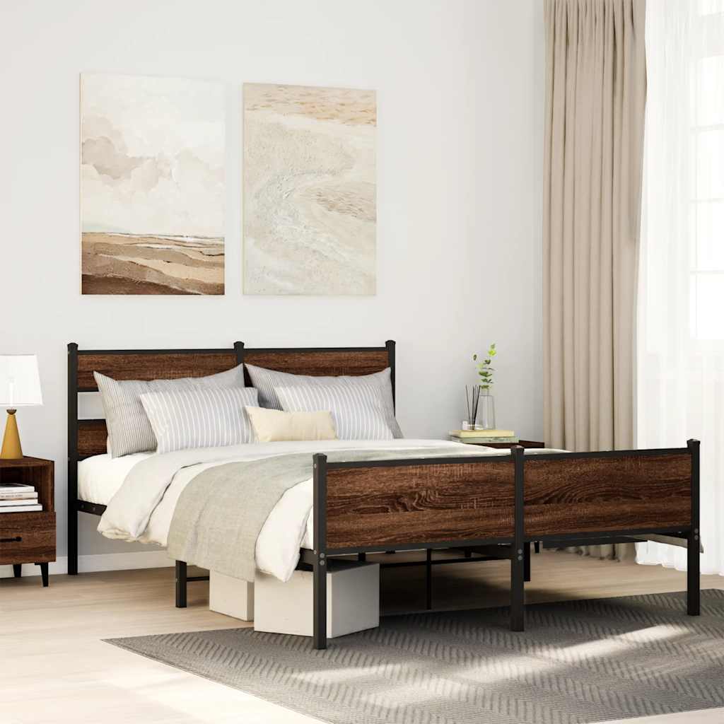 sengeramme 140x190 cm uden madras konstrueret træ brunt eg