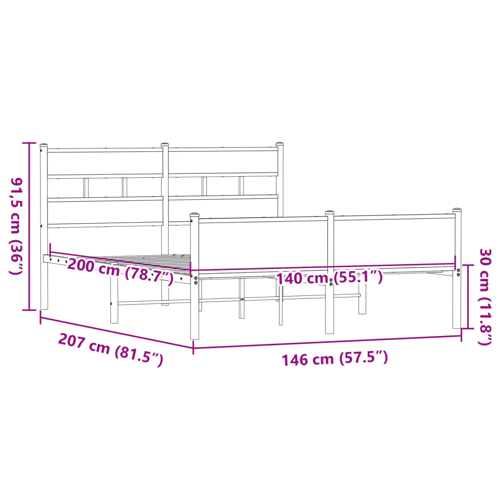 sengeramme 140x200 cm uden madras konstrueret træ brunt eg