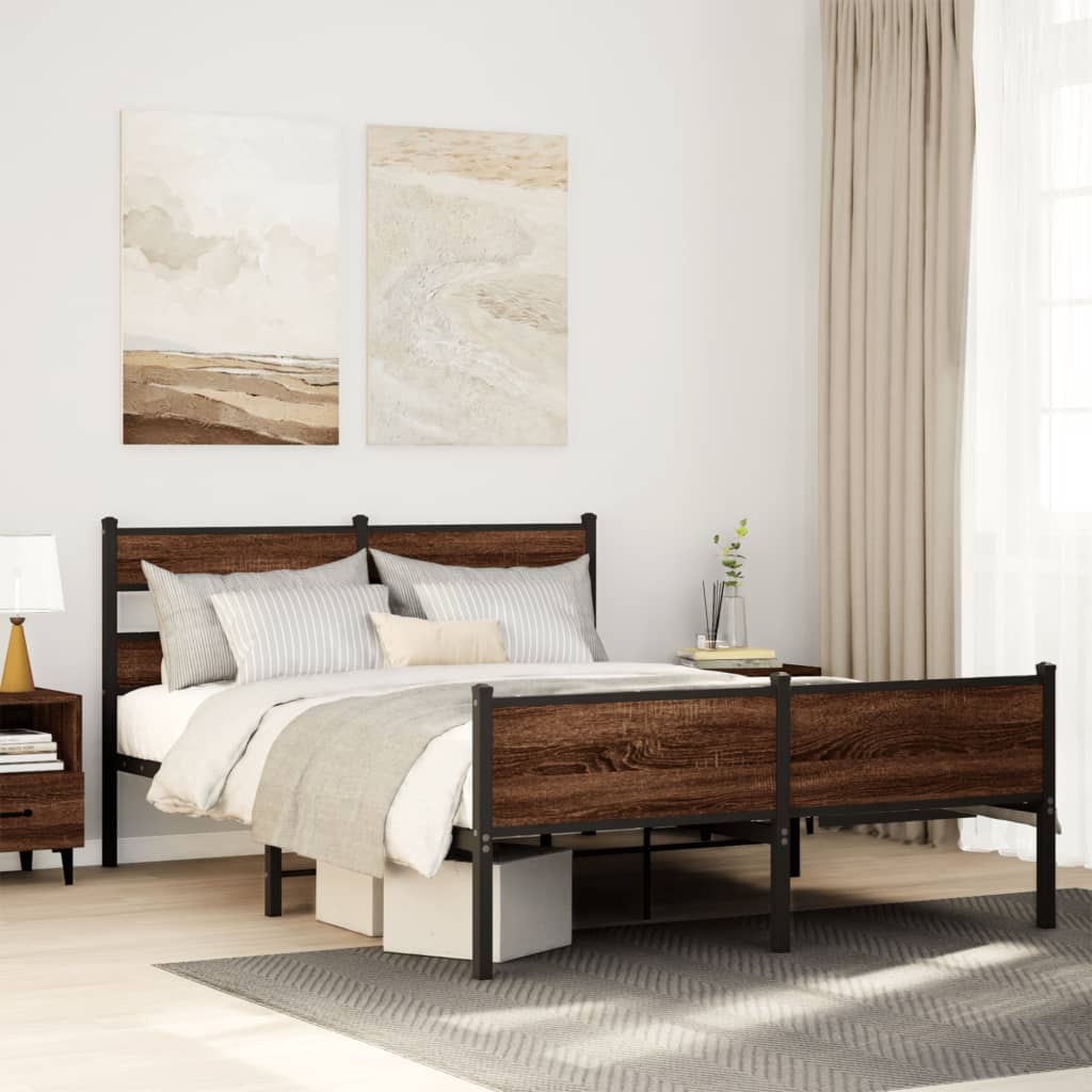 sengeramme 140x200 cm uden madras konstrueret træ brunt eg