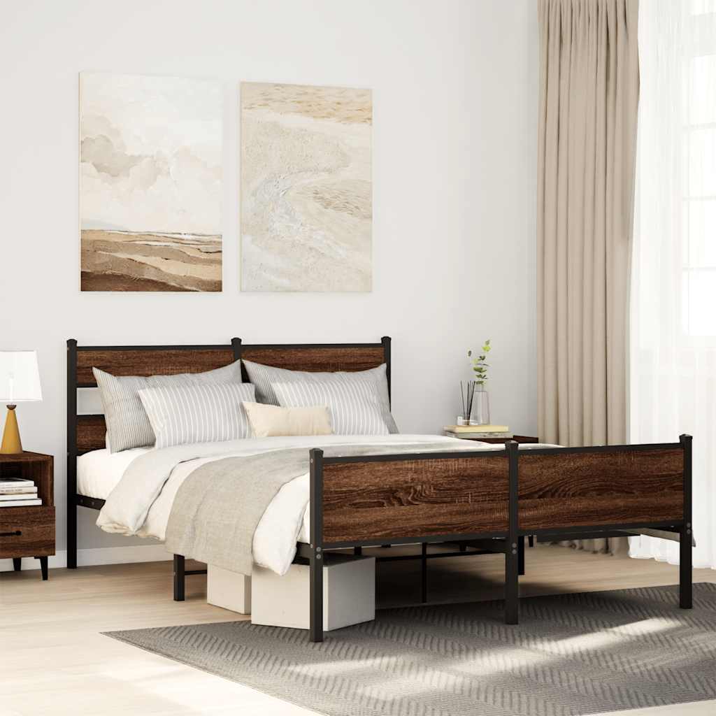 sengeramme 150x200 cm uden madras konstrueret træ brunt eg