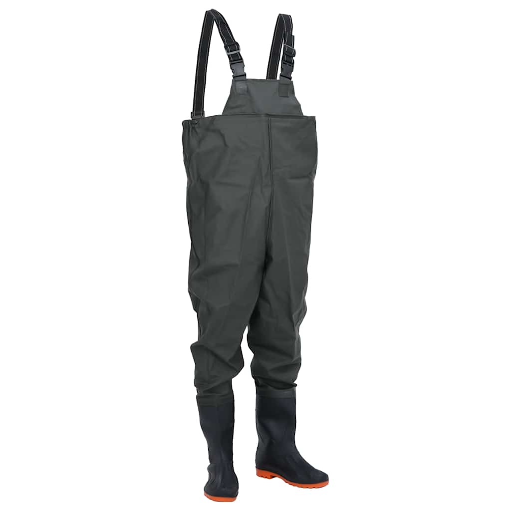 waders med støvler str. 43 mørkegrøn