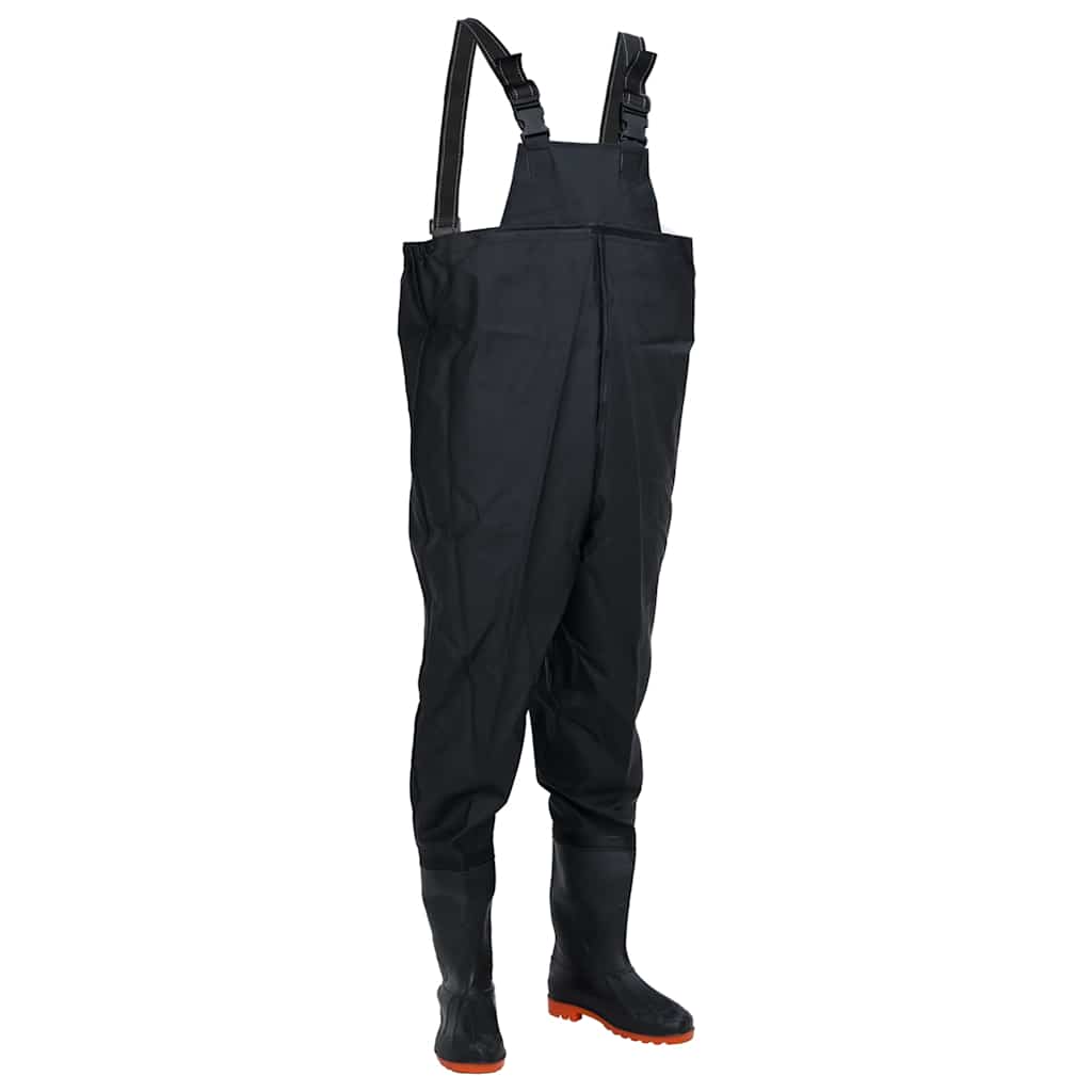 waders med støvler str. 43 sort