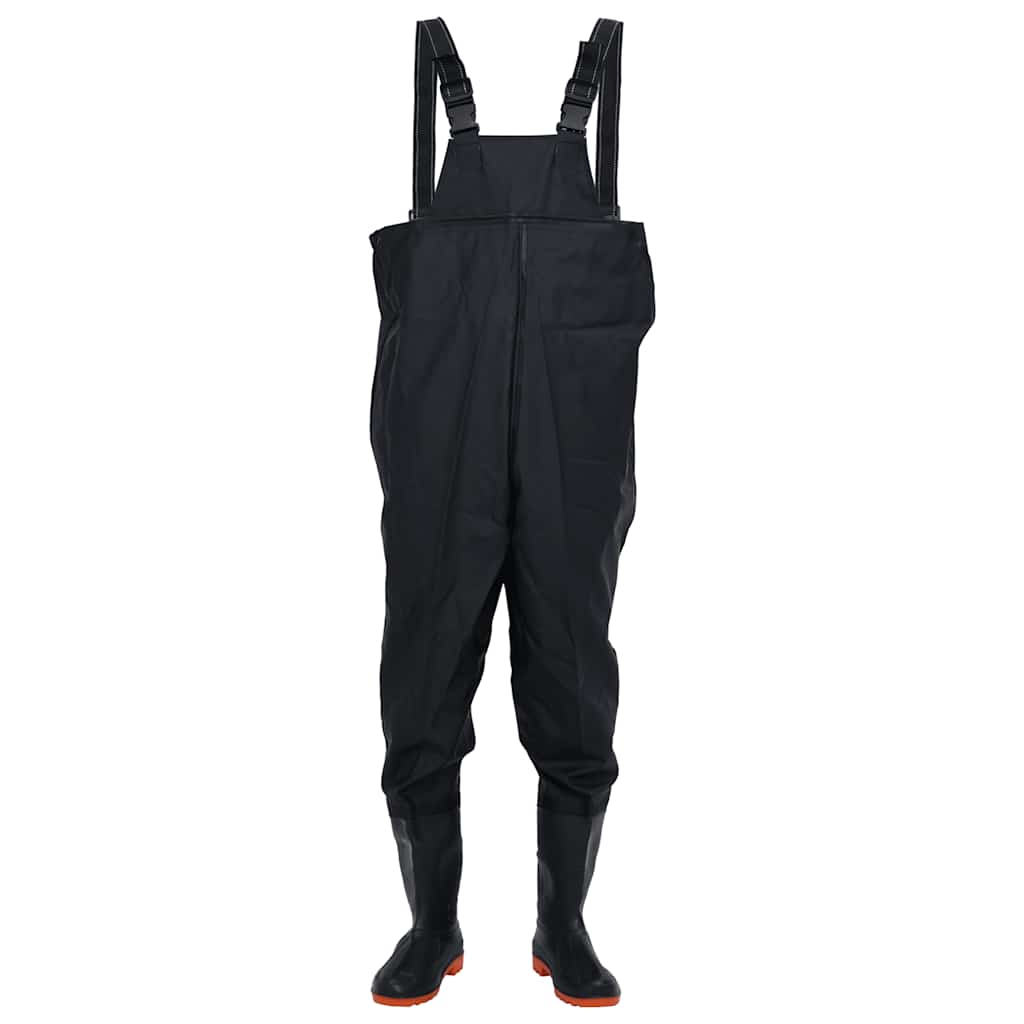 waders med støvler str. 45 sort