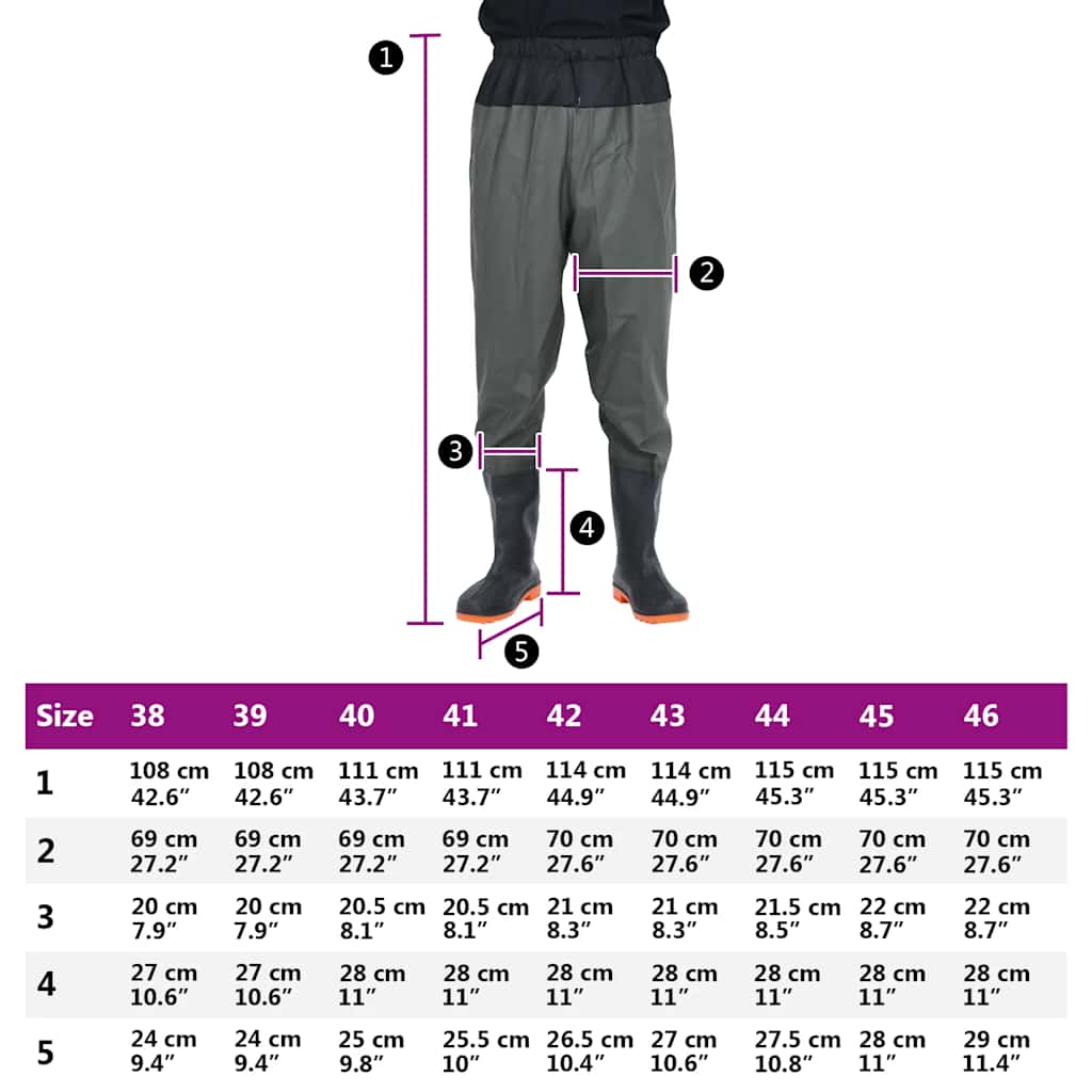 waist waders med støvler str. 45 mørkegrøn