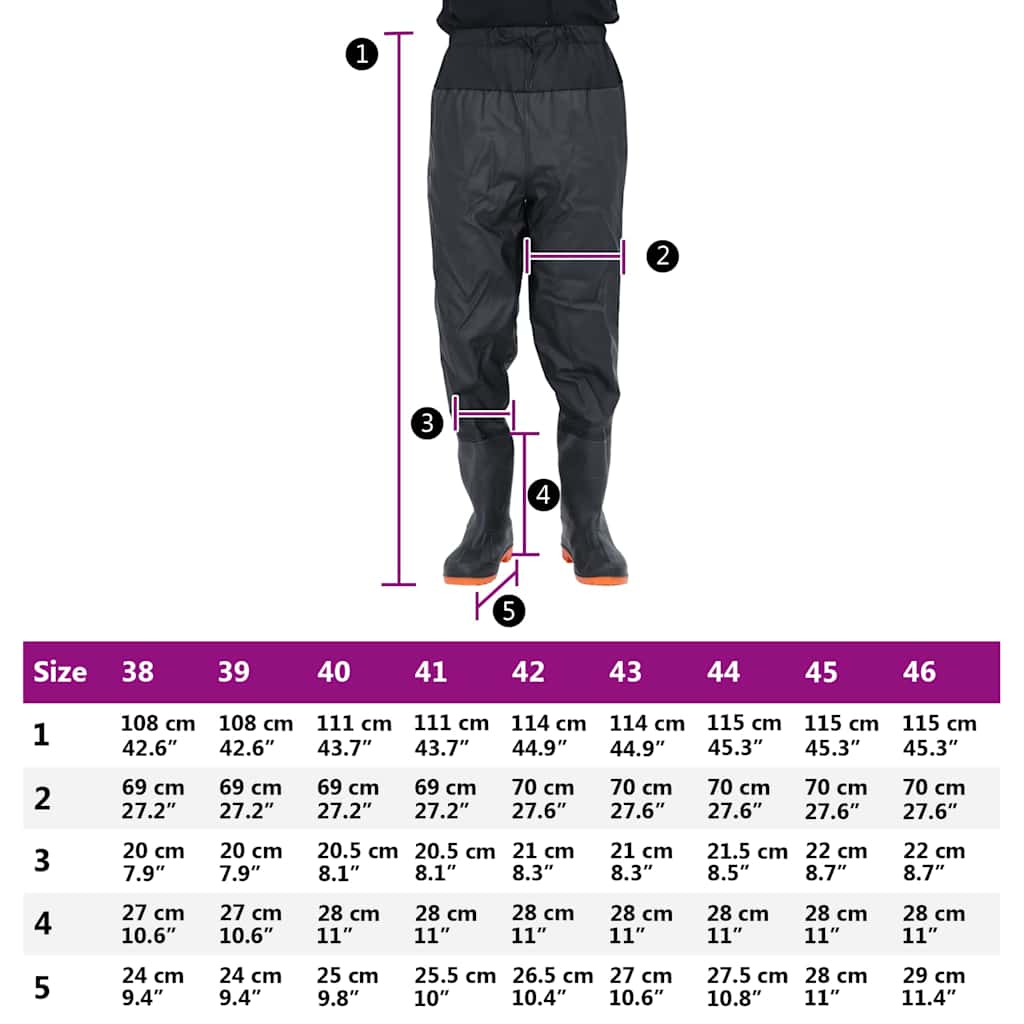 waist waders med støvler str. 39 sort