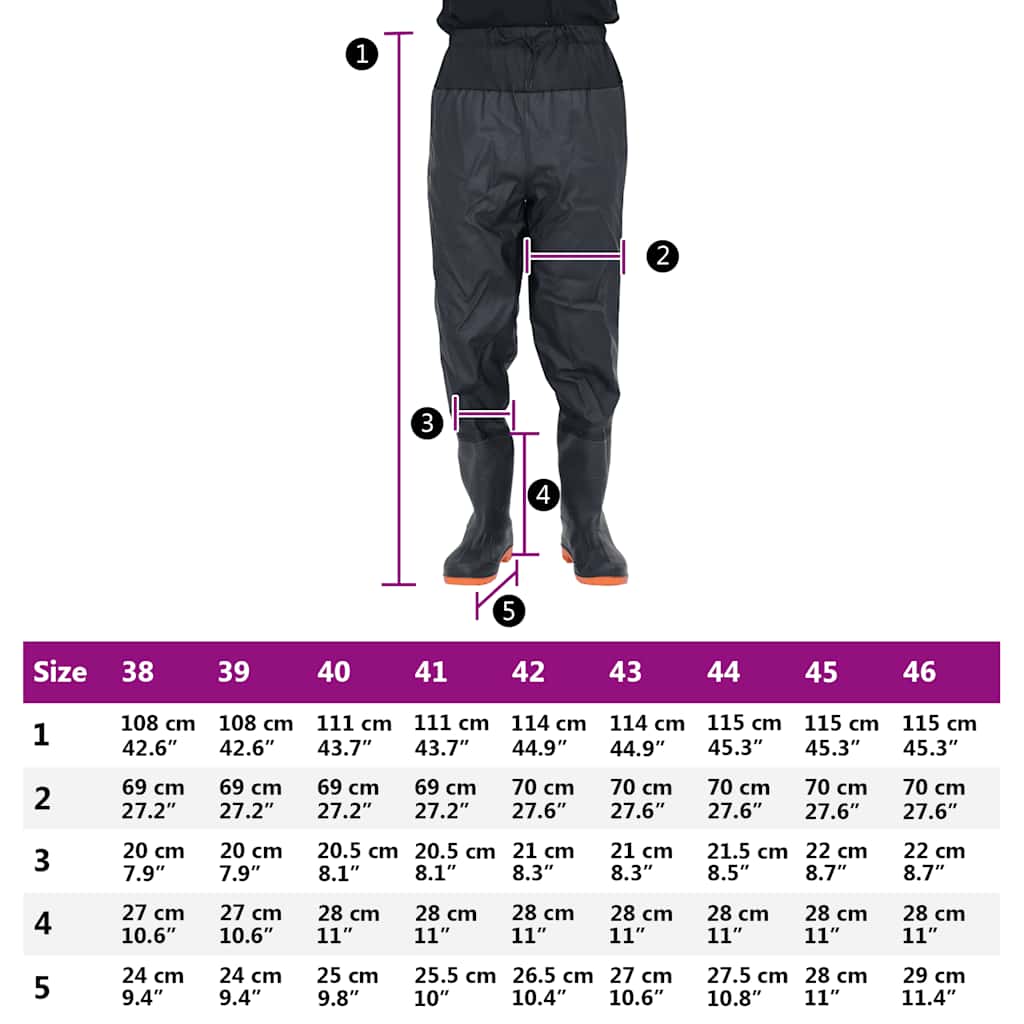 waist waders med støvler str. 40 sort