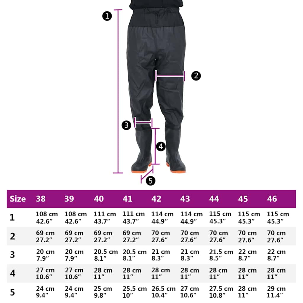 waist waders med støvler str. 41 sort