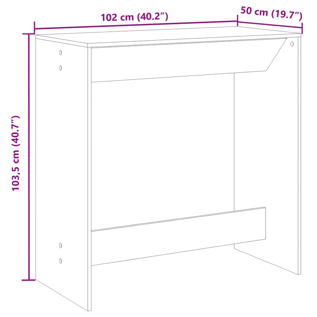 barbord 102x50x103,5 cm konstrueret træ sonoma-eg