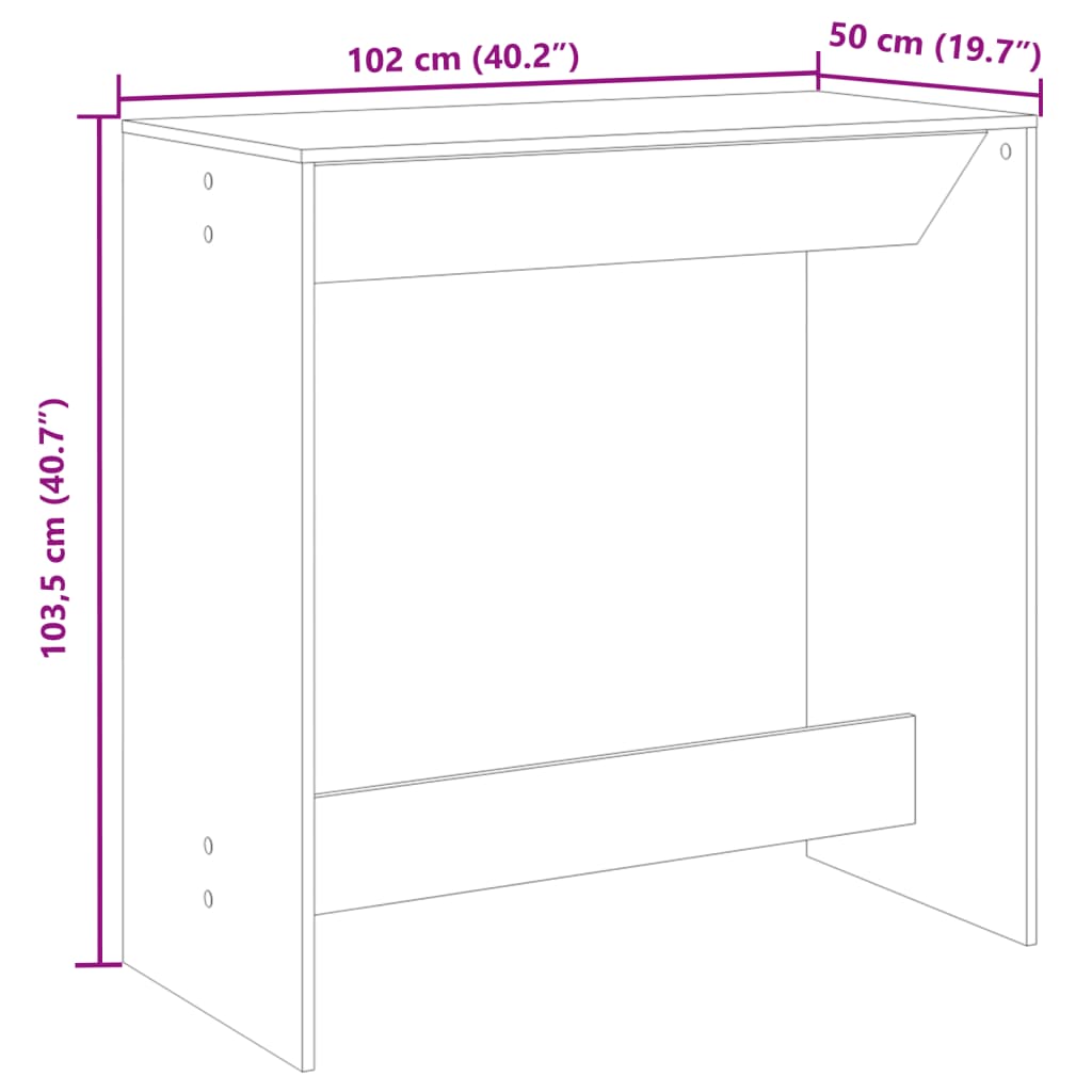 barbord 102x50x103,5 cm konstrueret træ betongrå