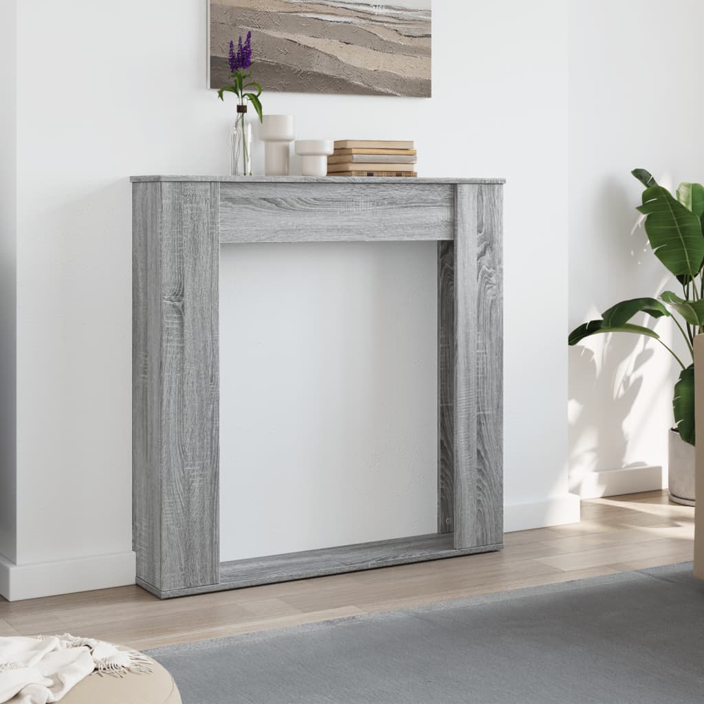 forsats til pejs 100x20x100 cm konstrueret træ grå sonoma-eg