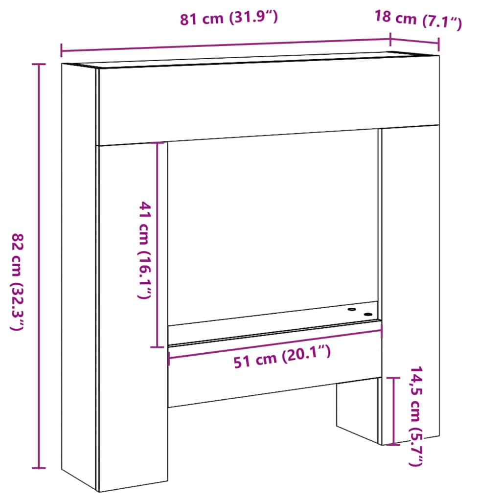 forsats til pejs 81x18x82 cm konstrueret træ sonoma-eg