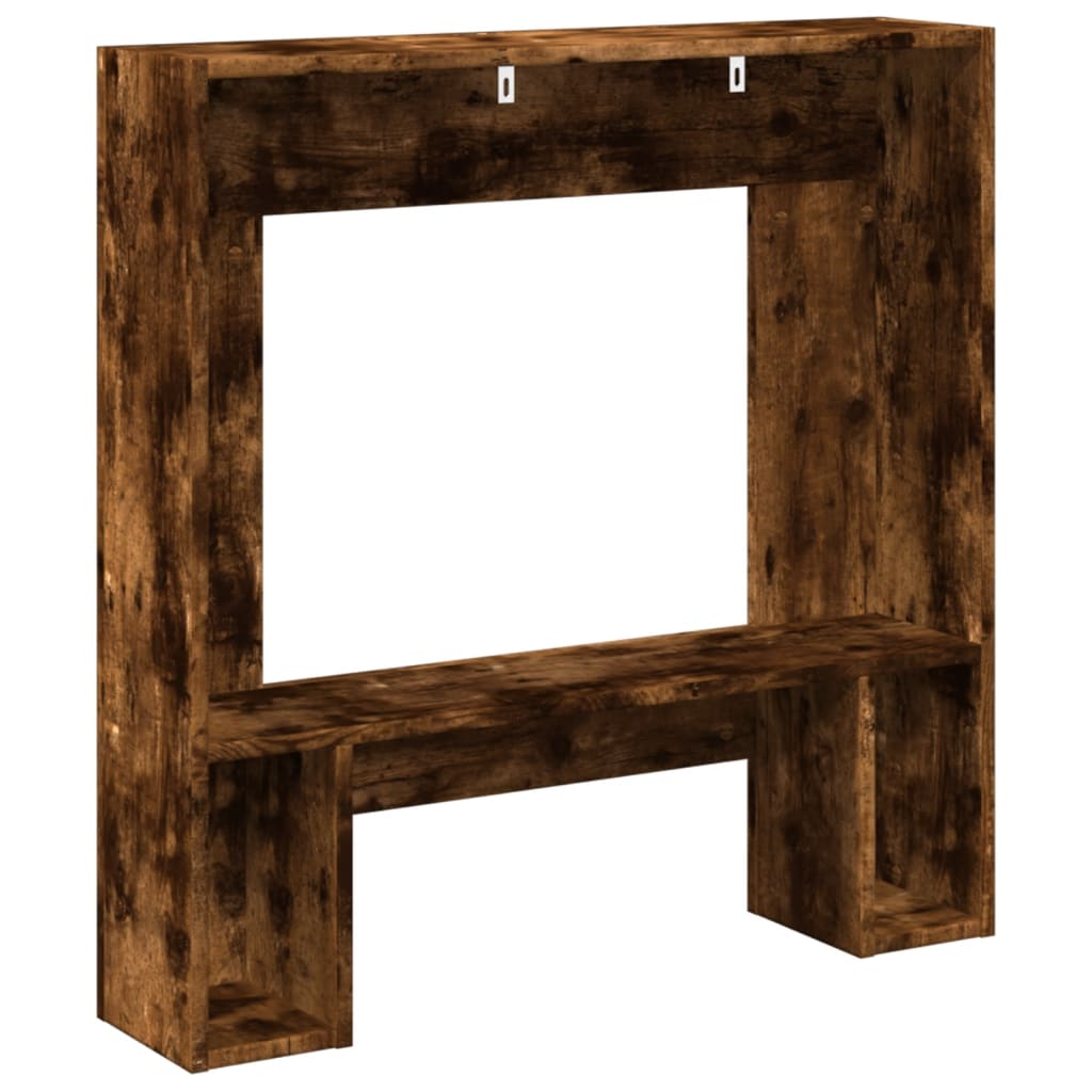 forsats til pejs 81x18x82 cm konstrueret træ røget eg