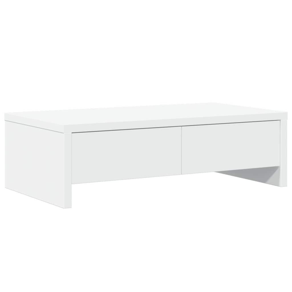 skærmholder med skuffer 50x27x15 cm konstrueret træ hvid