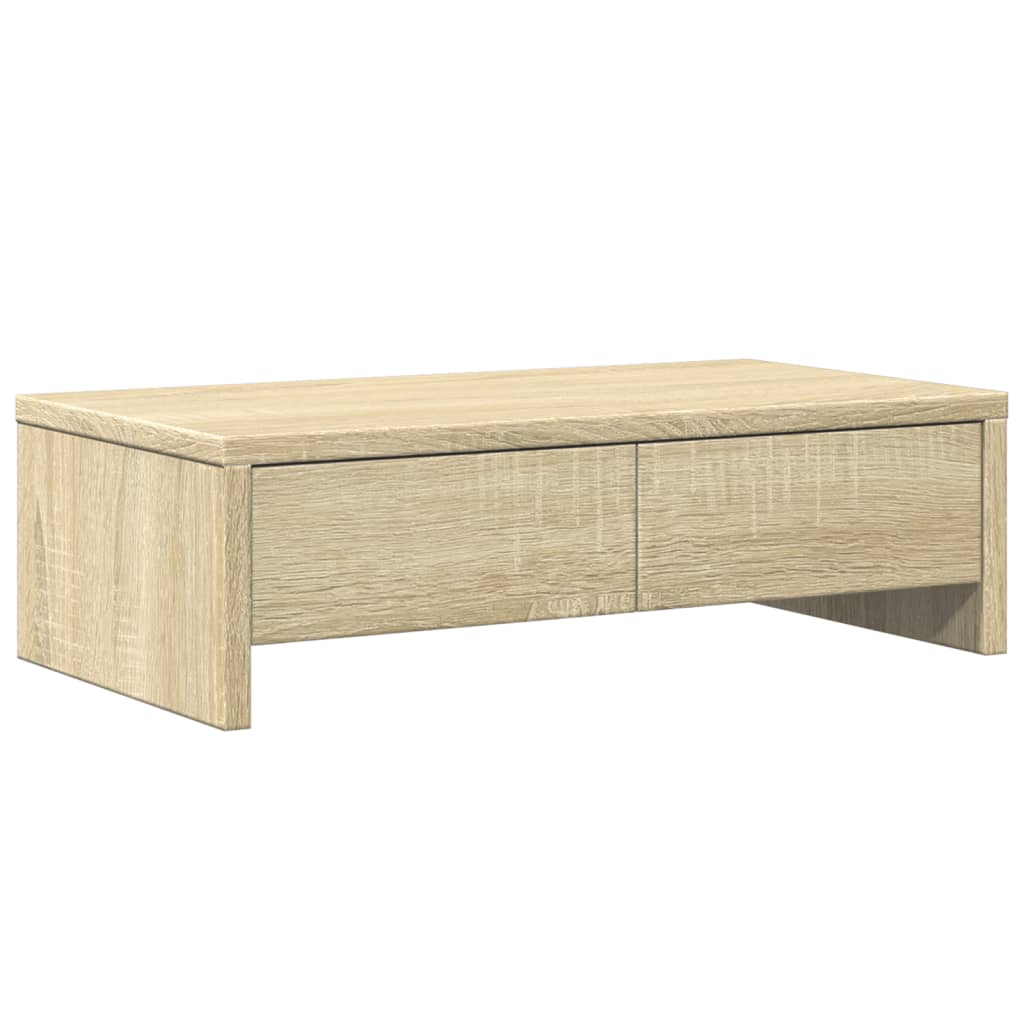 skærmholder med skuffer 50x27x15 cm konstrueret træ sonoma-eg