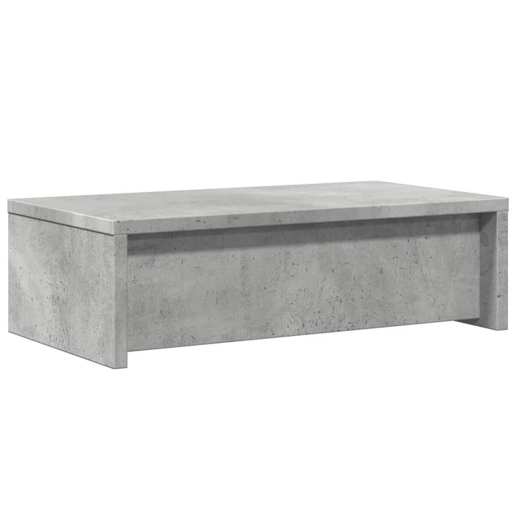 skærmholder med skuffer 50x27x15 cm konstrueret træ betongrå