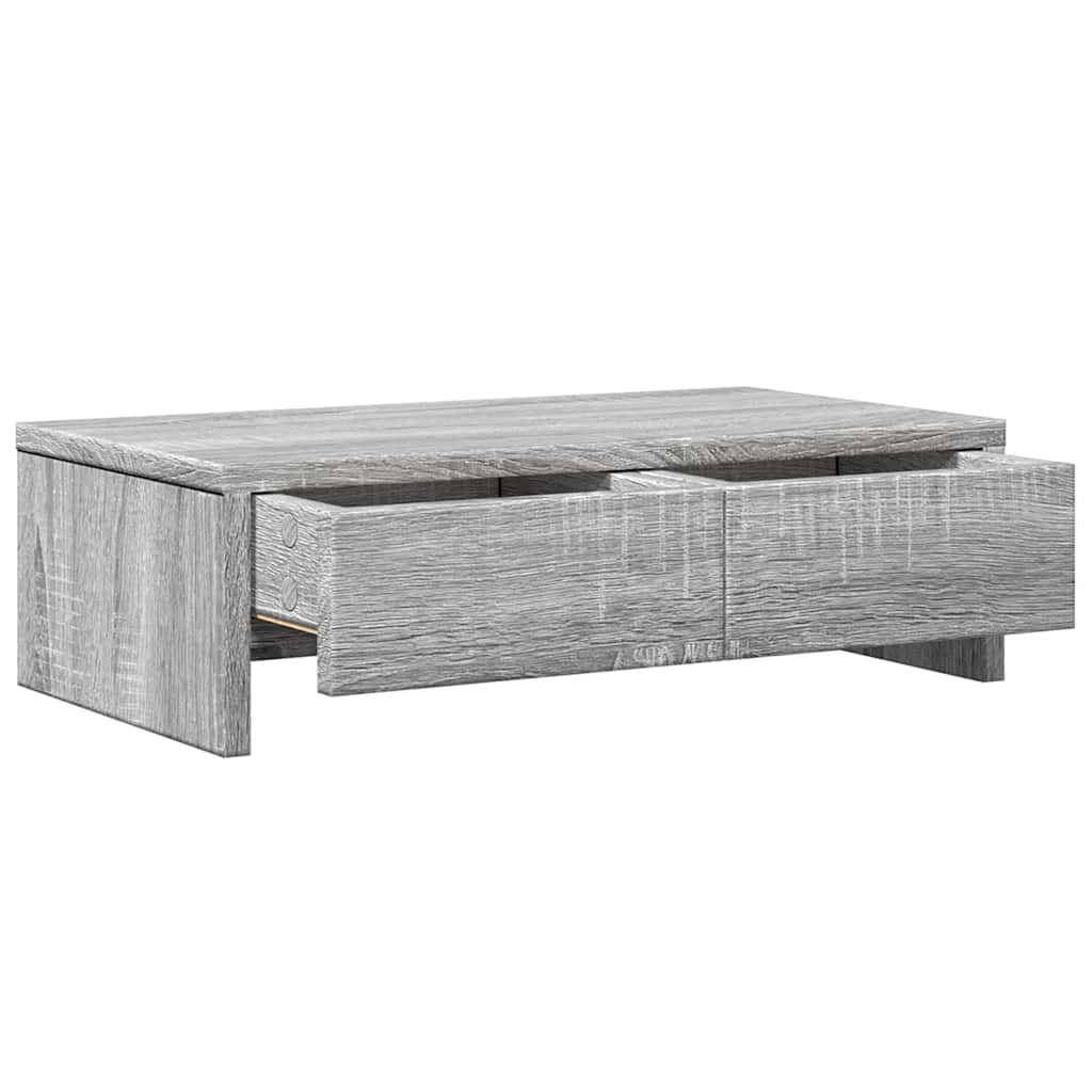 skærmholder med skuffer 50x27x15 cm konstrueret træ grå sonoma