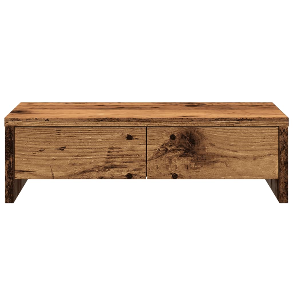 skærmholder med skuffer 50x27x15 cm konstrueret træ gammelt træ